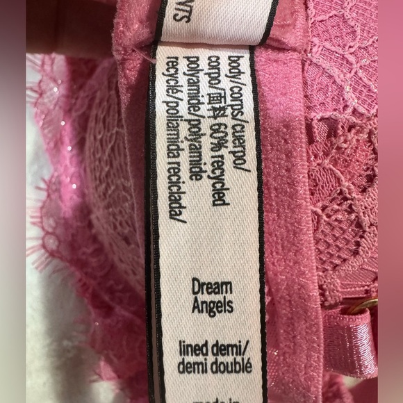 Victoria’s Secret Lined Demi Bra Pink With Lace Overlay Size‎ 32C - Picture 4 of 6